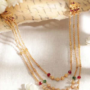 Artificial Jewellery Plated Handcrafted Layered Beaded Chain Necklace