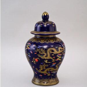 Golden Dragon Jar with metal finish