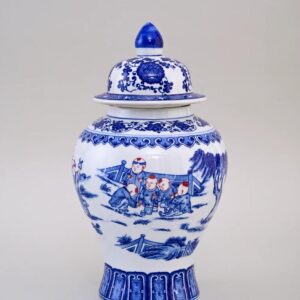 Blue And White Motif Children Jar