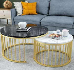 Cage Table Set Of Two With Wood Top