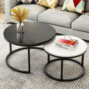 Half Moon Table Set Of Two With Wood Top